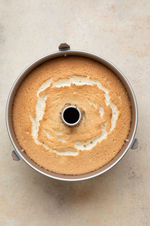 baked angel cake in pan