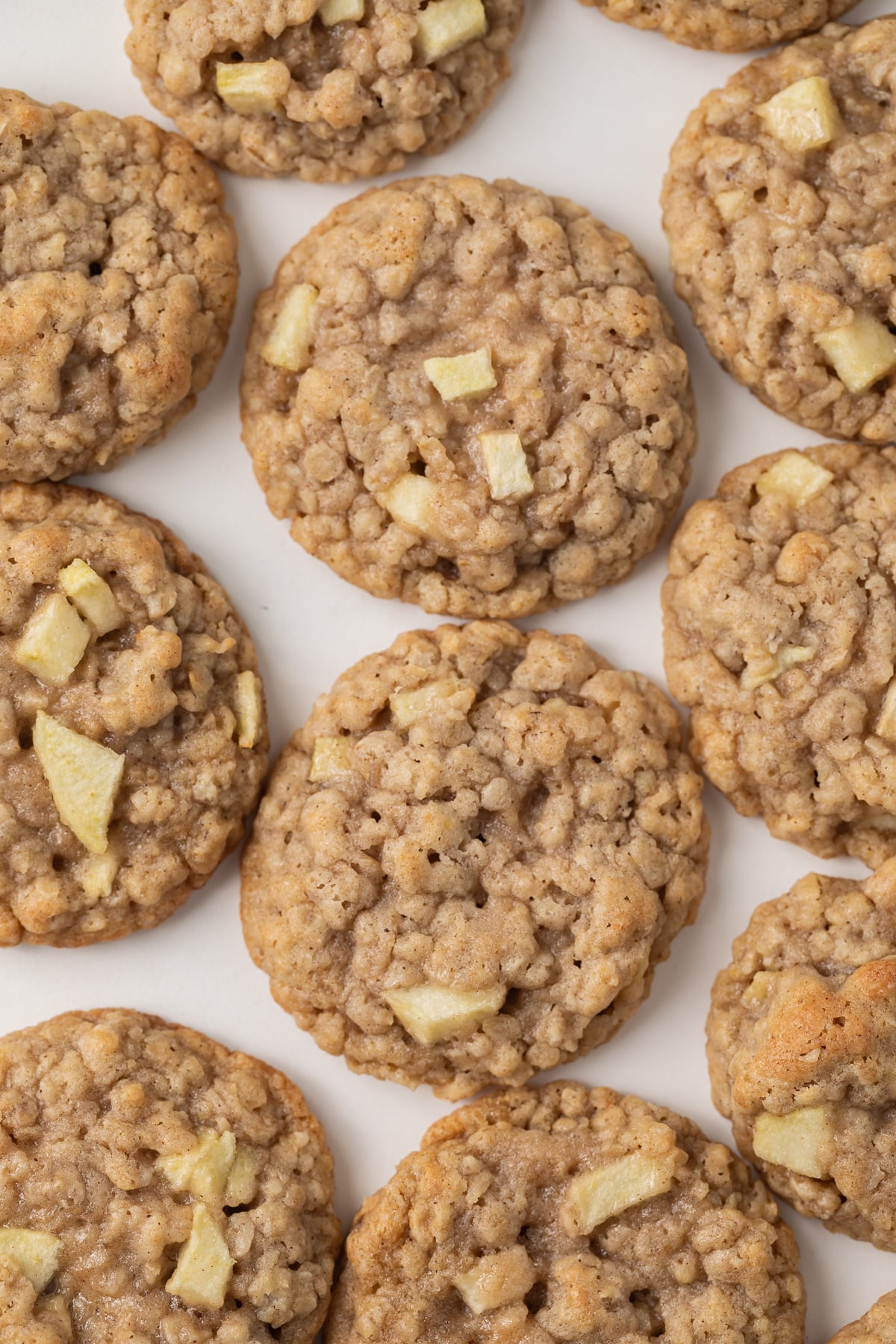 Overhead of apple oatmeal cookies.