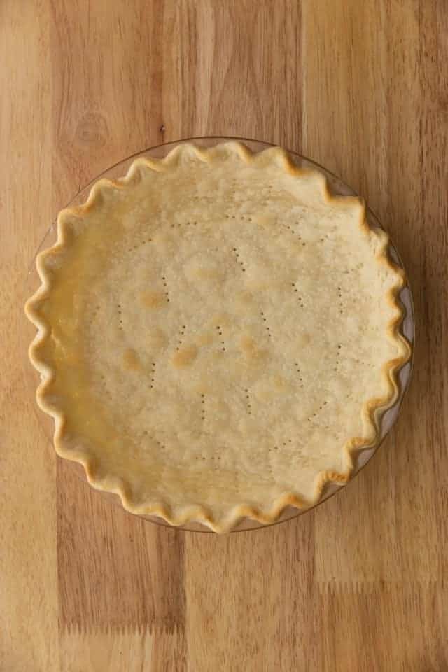 overhead view of bake pie crust