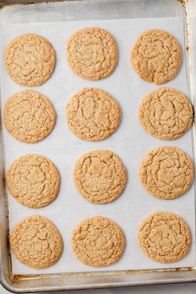 Banana cookies on a baking sheet.