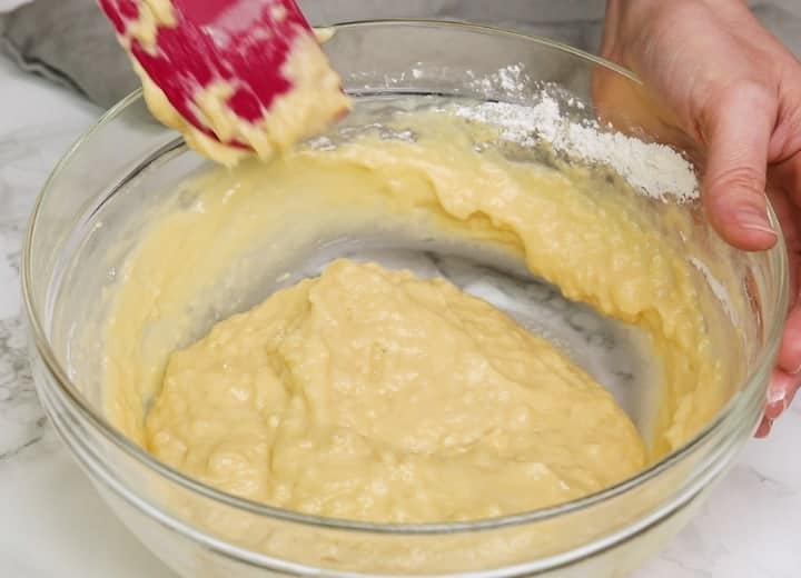 basic muffin batter in glass bowl