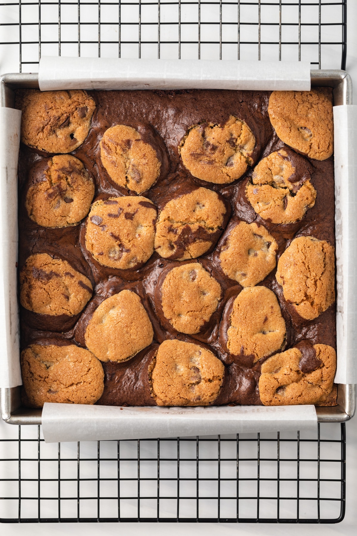 Brookies in a square baking pan.