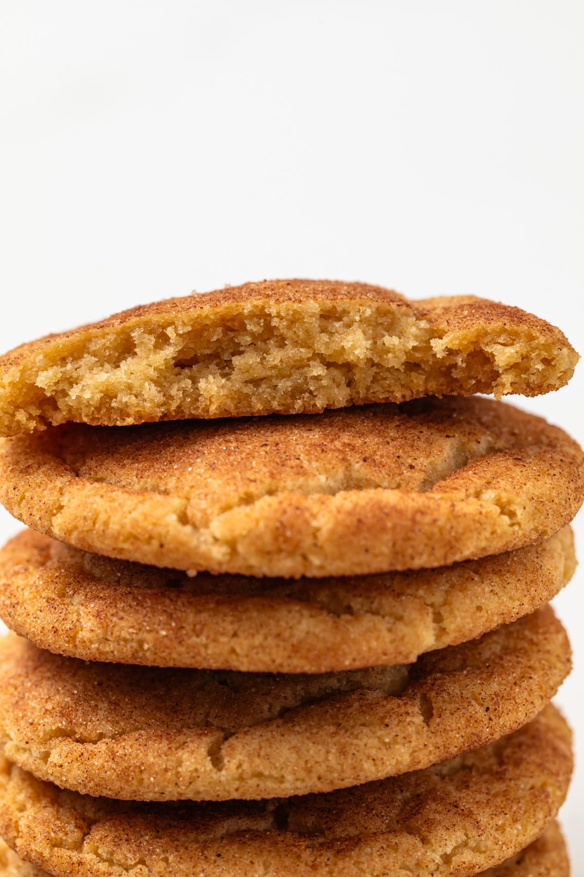 Brown butter snickerdoodle with bite taken out.