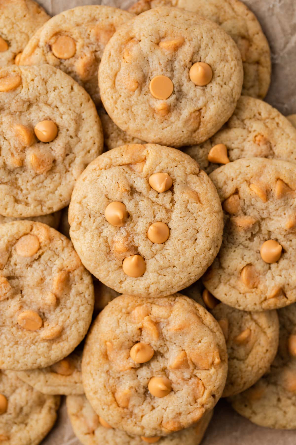 Overhead of butterscotch cookies.