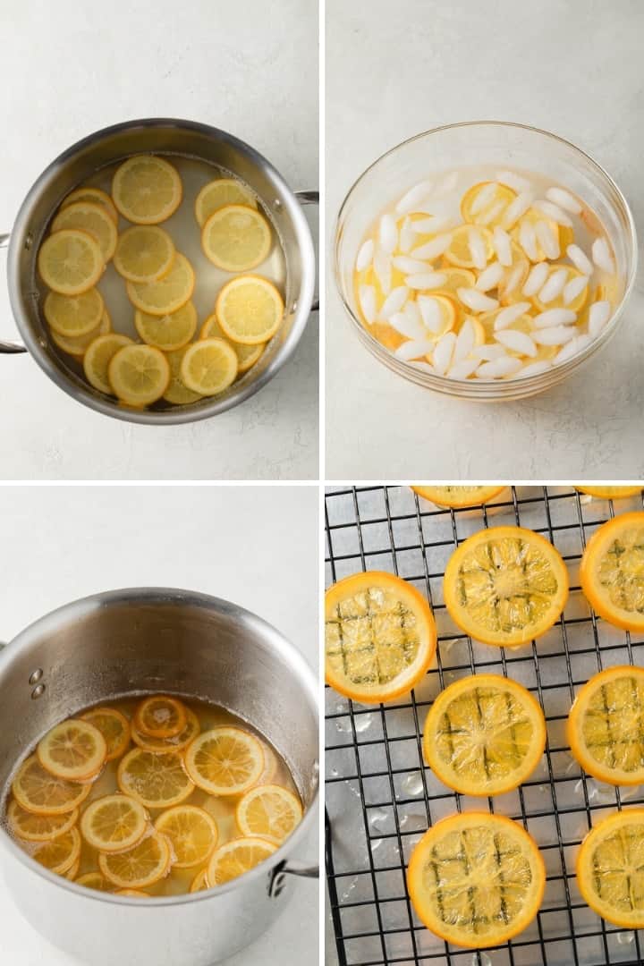 process shots for how to make candied oranges