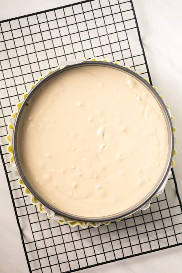 Unbaked cappuccino cheesecake.