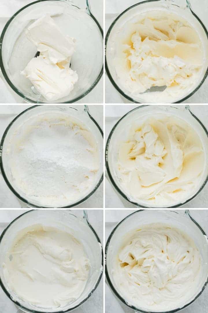 process shots making no bake cheesecake filling