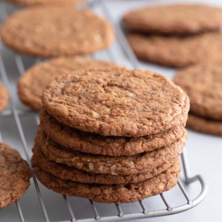 chewy coconut cookies on a wire rack