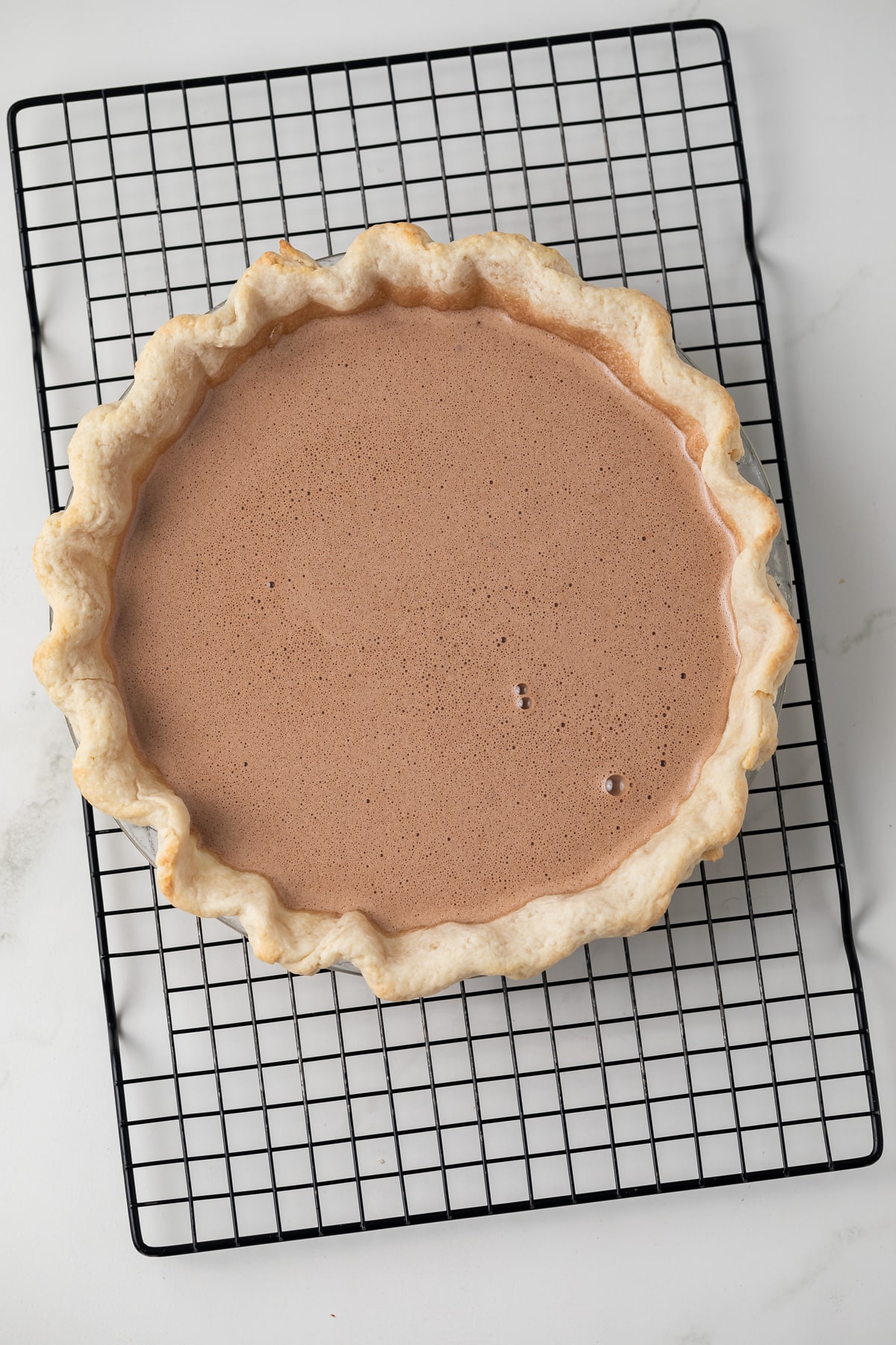 Unbaked chocolate chess pie.