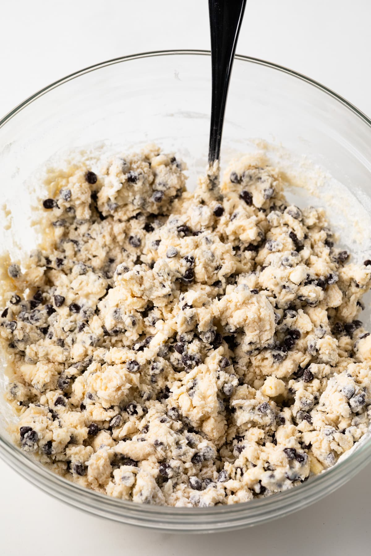 Scone dough in glass bowl.
