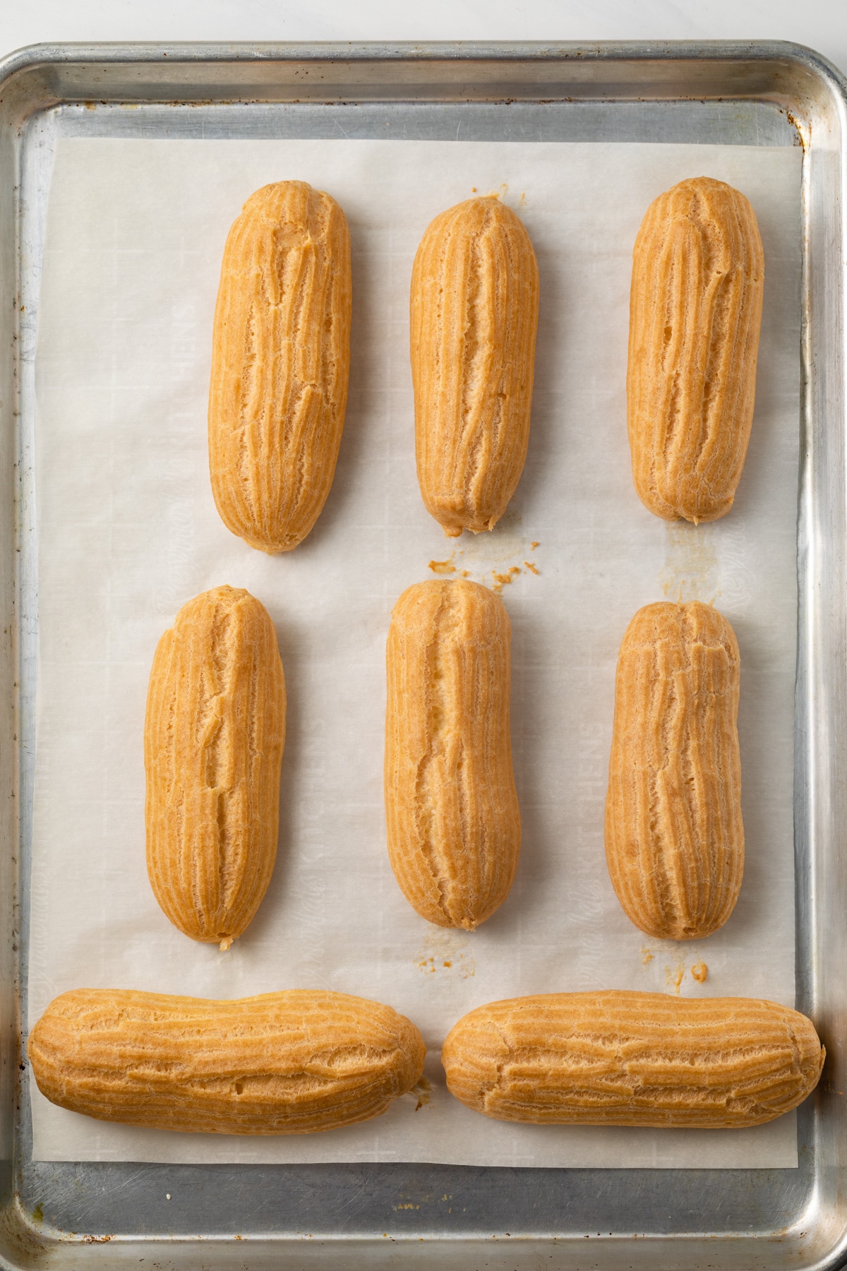 Baked eclair shells.
