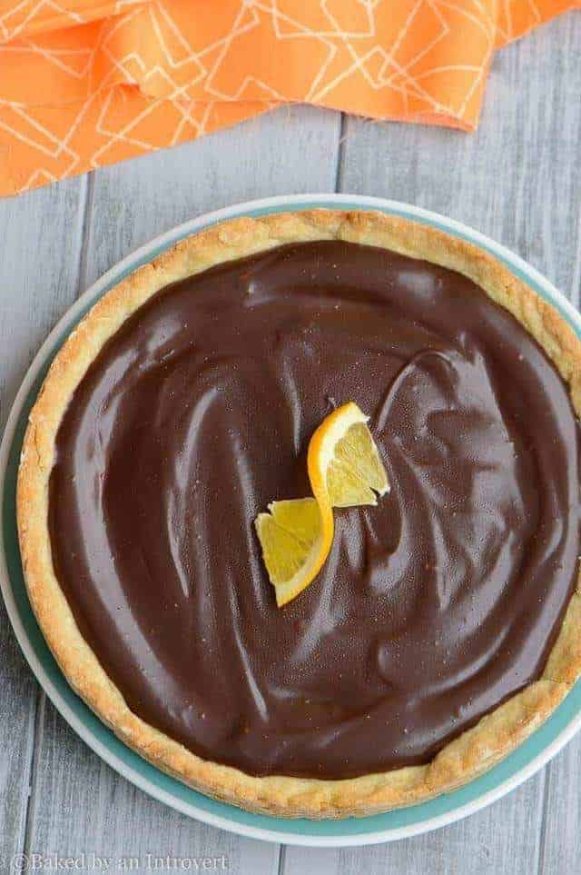 overhead of Chocolate Orange Ricotta Tart