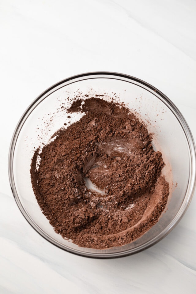 Cocoa powder in a glass bowl.