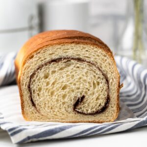 open face shot of cinnamon swirl bread