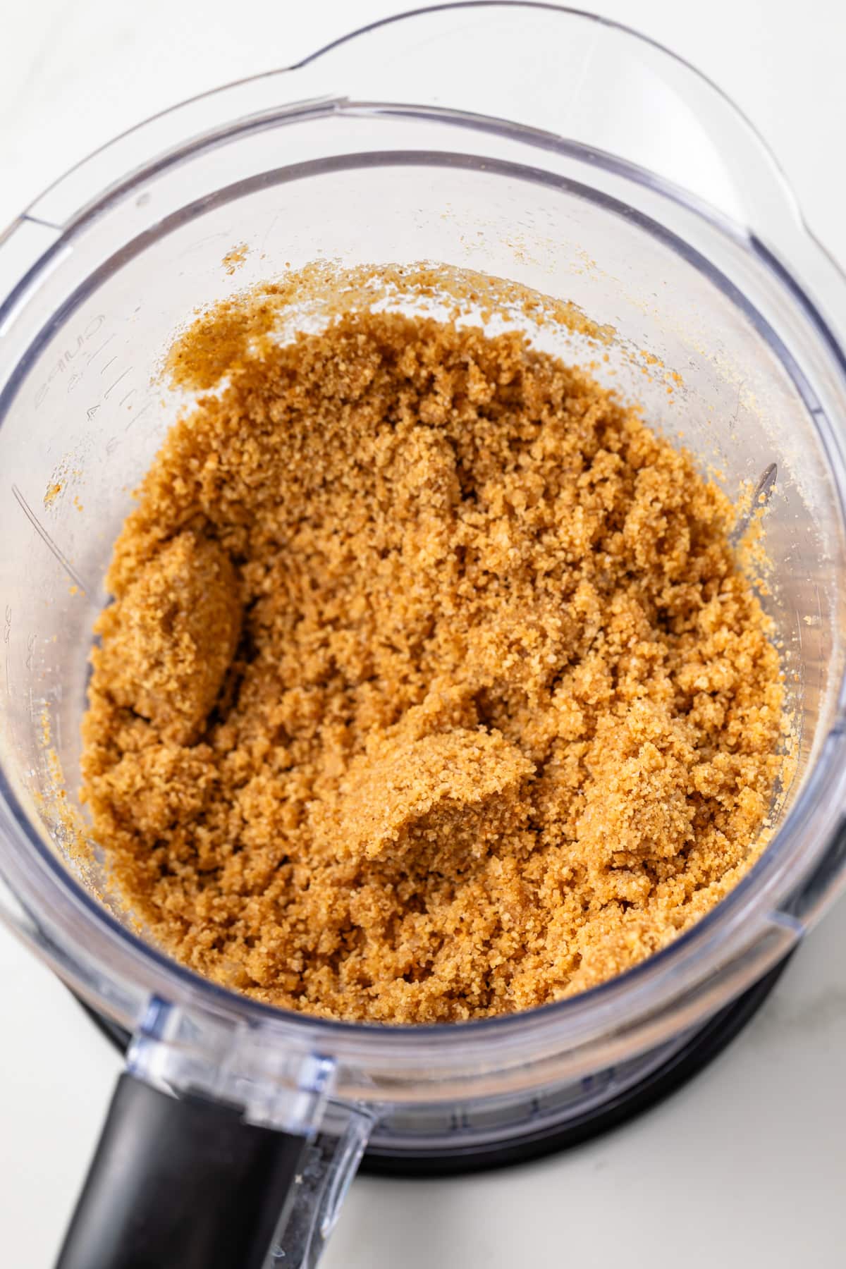 Graham cracker crumbs in blender.