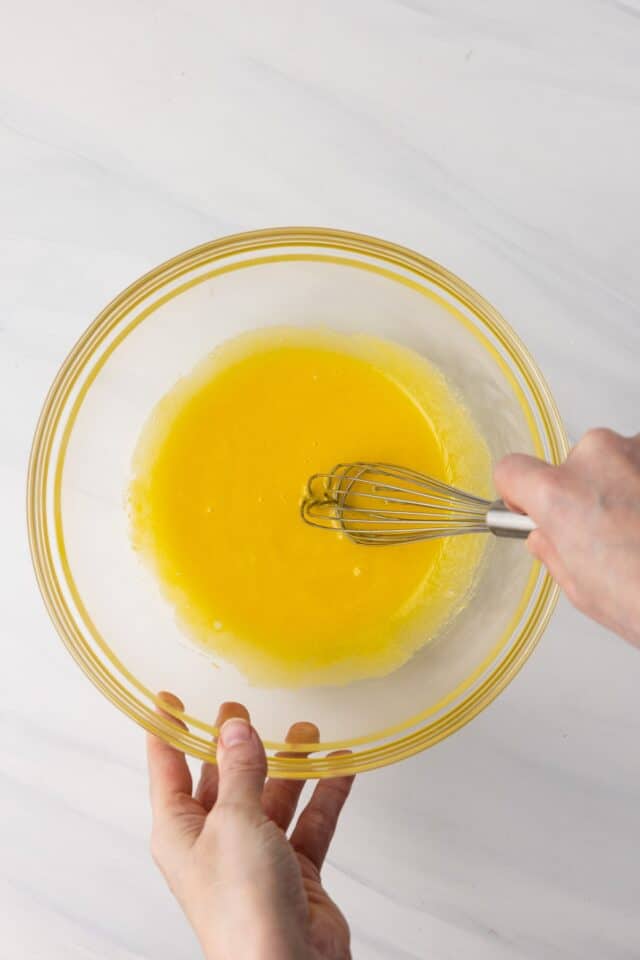 Mixed sugar and egg yolk.