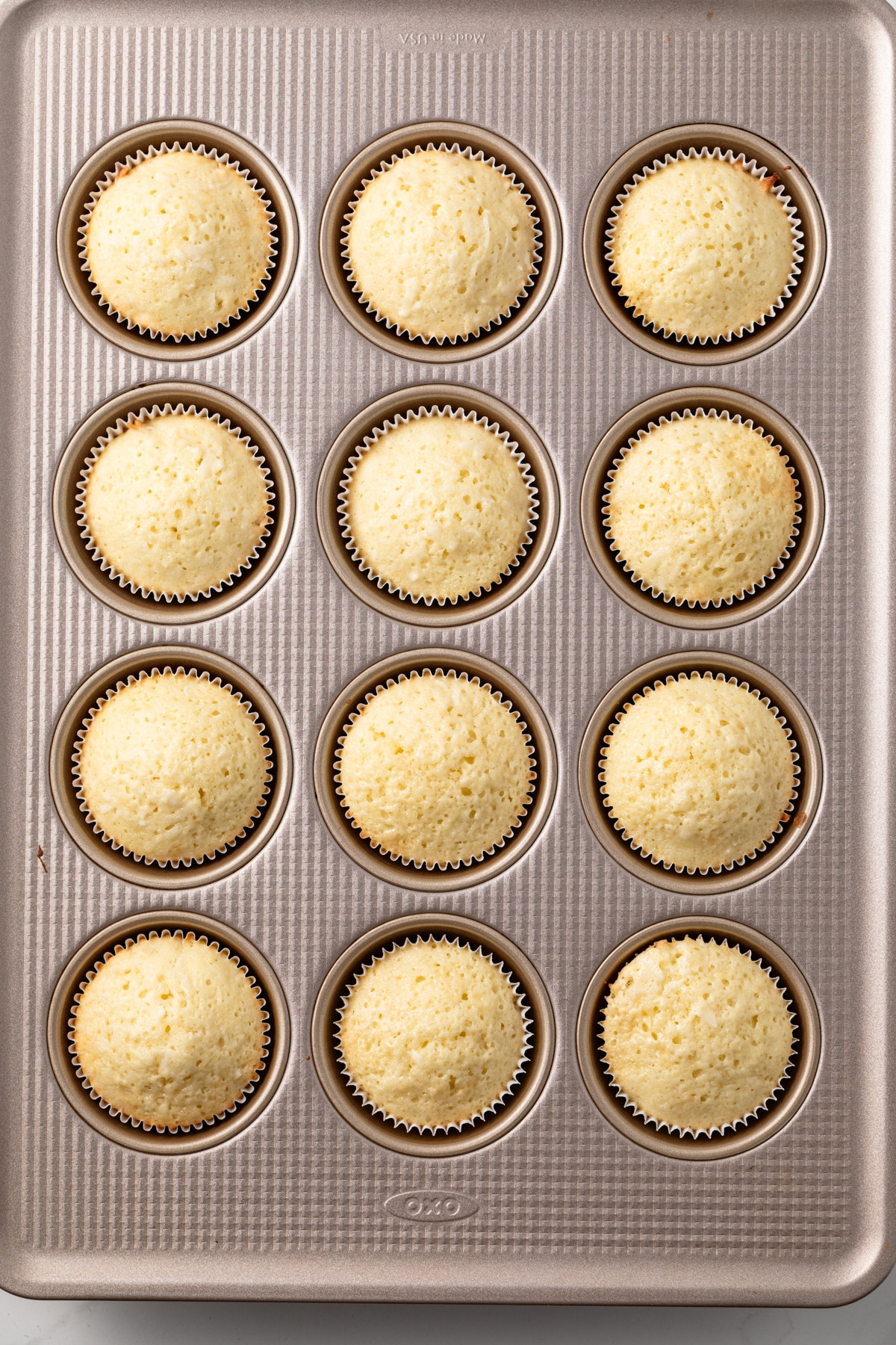 Cupcakes in a muffin pan.