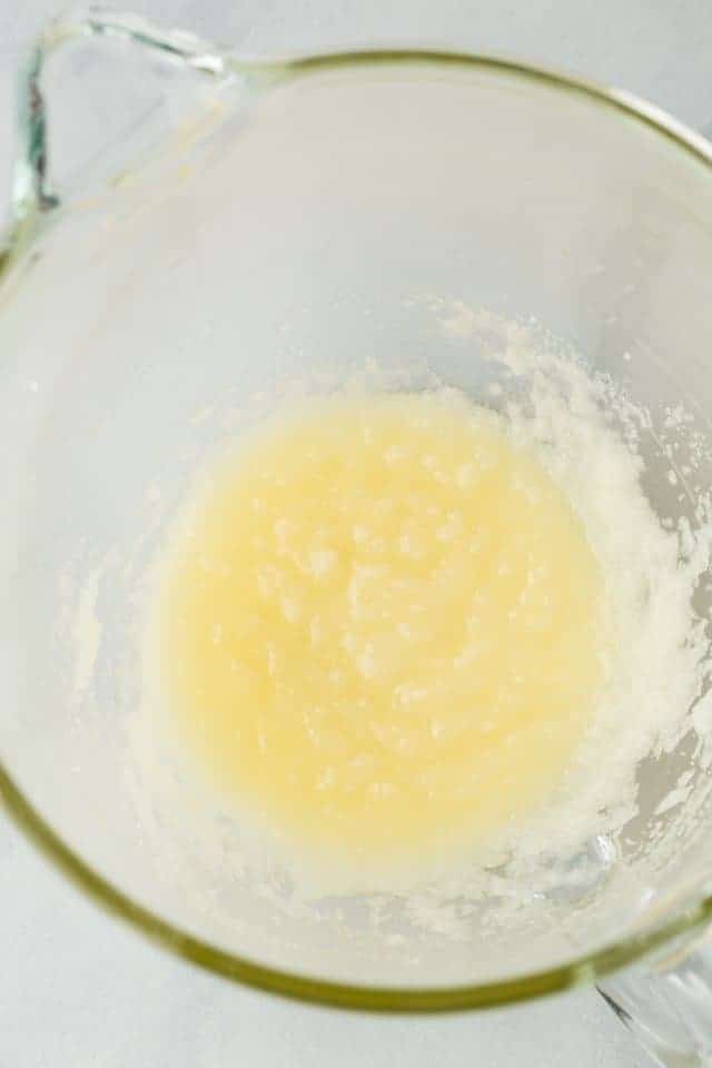 combined wet ingredients in glass bowl