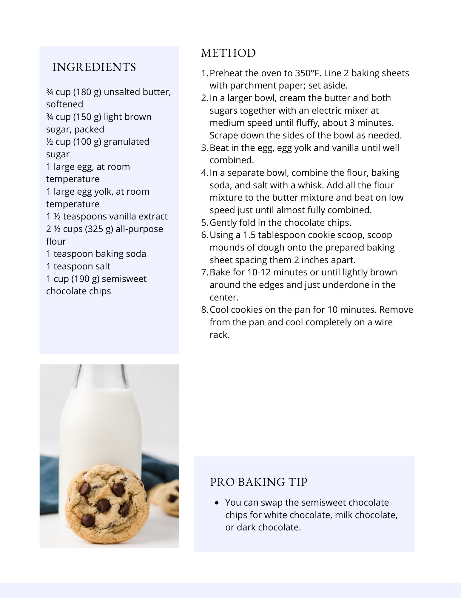 Image of sample recipe for cookies Ebook.