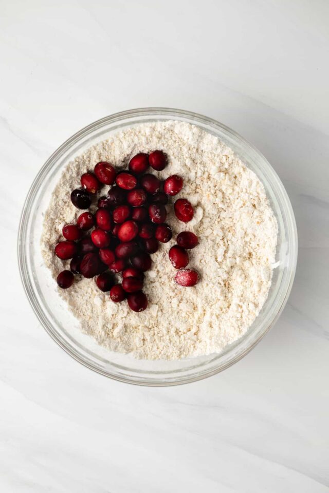 Orange scones dough with cranberries added