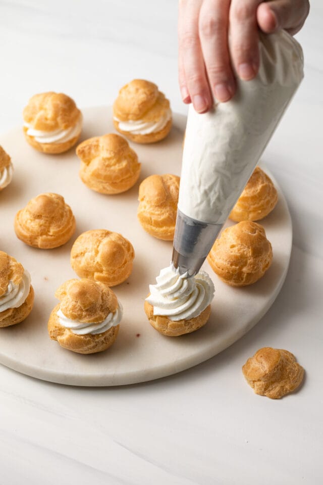 Whipped cream piped in shells.