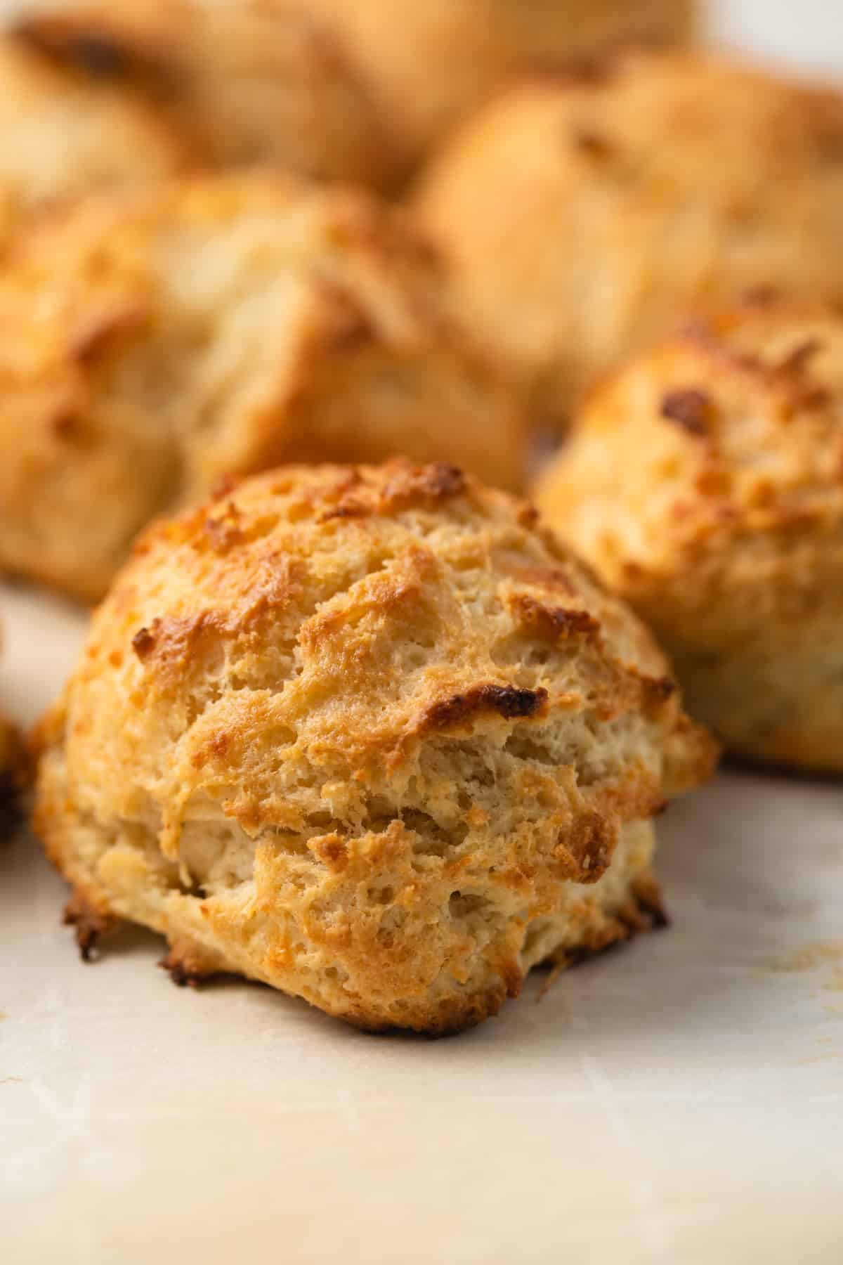 Side view of drop biscuits.