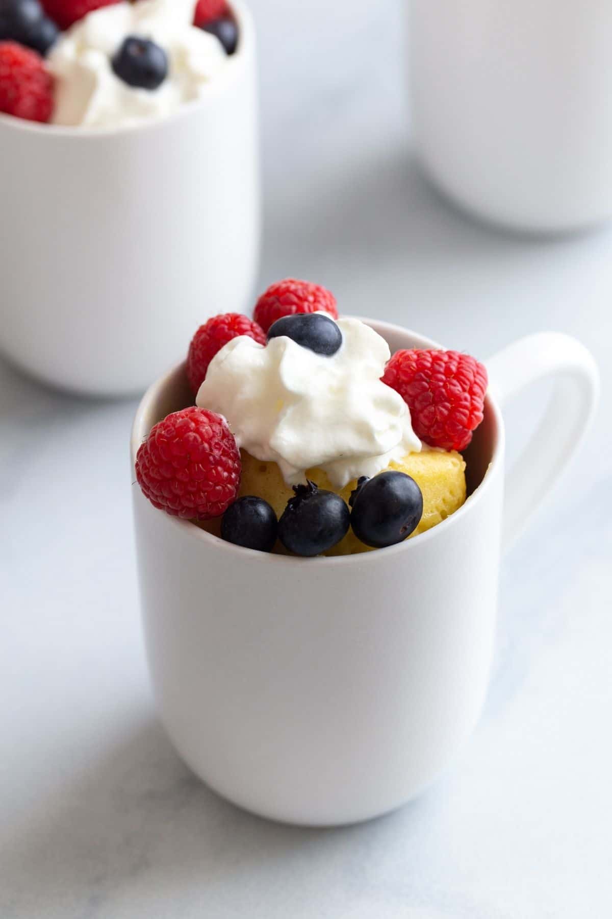 Side view of vanilla mug cake