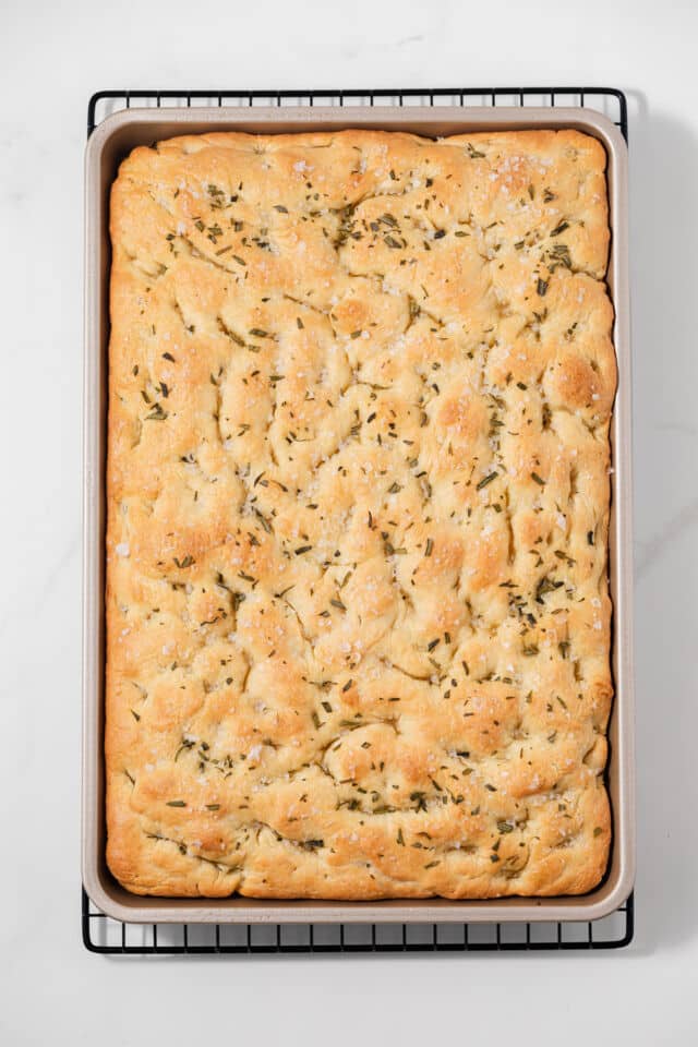 Baked dough in baking pan.