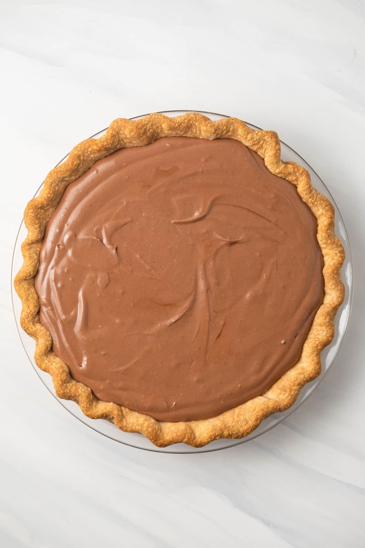 Chocolate mousse in pie shell.