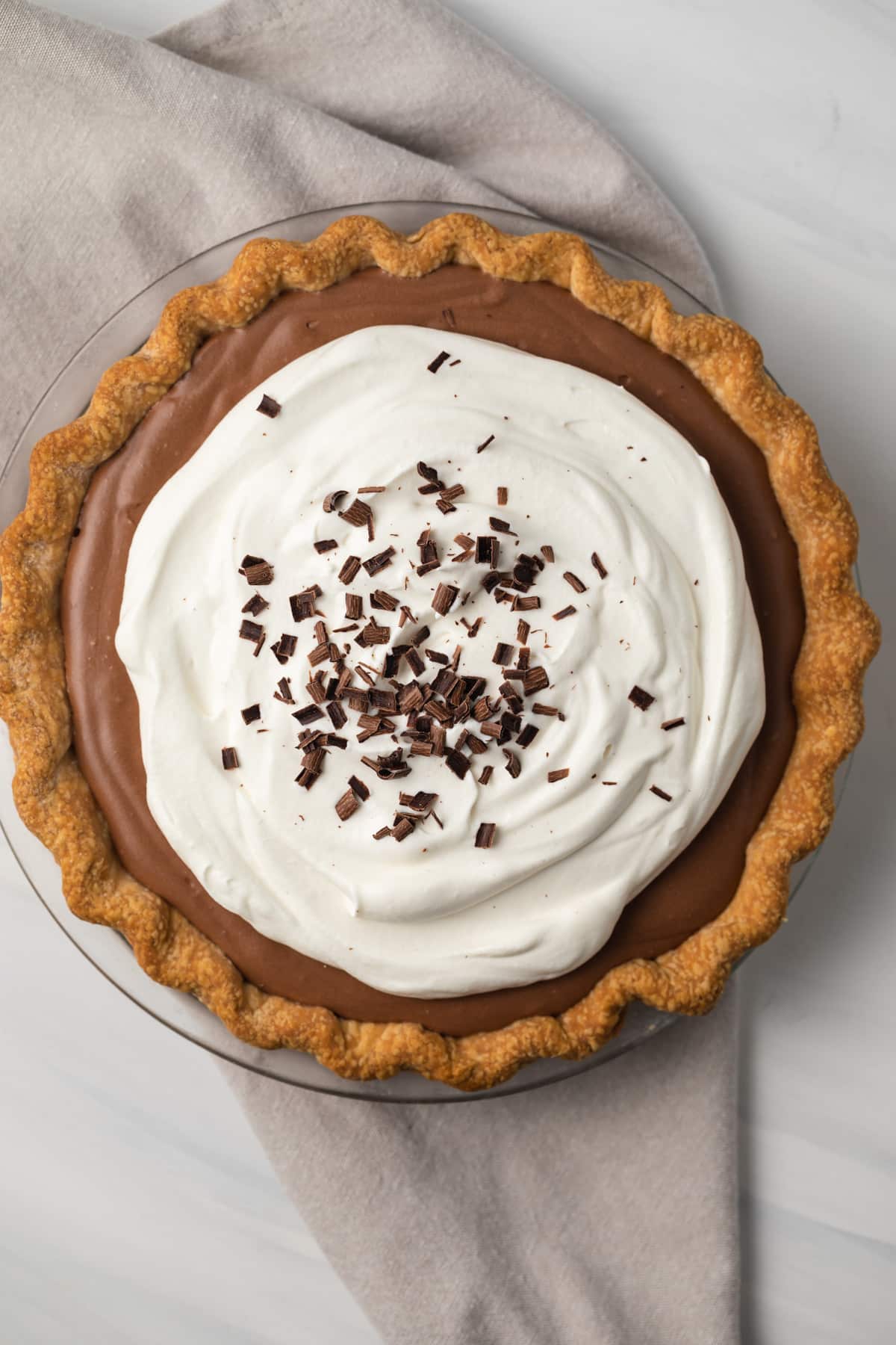 Overhead of french silk pie.