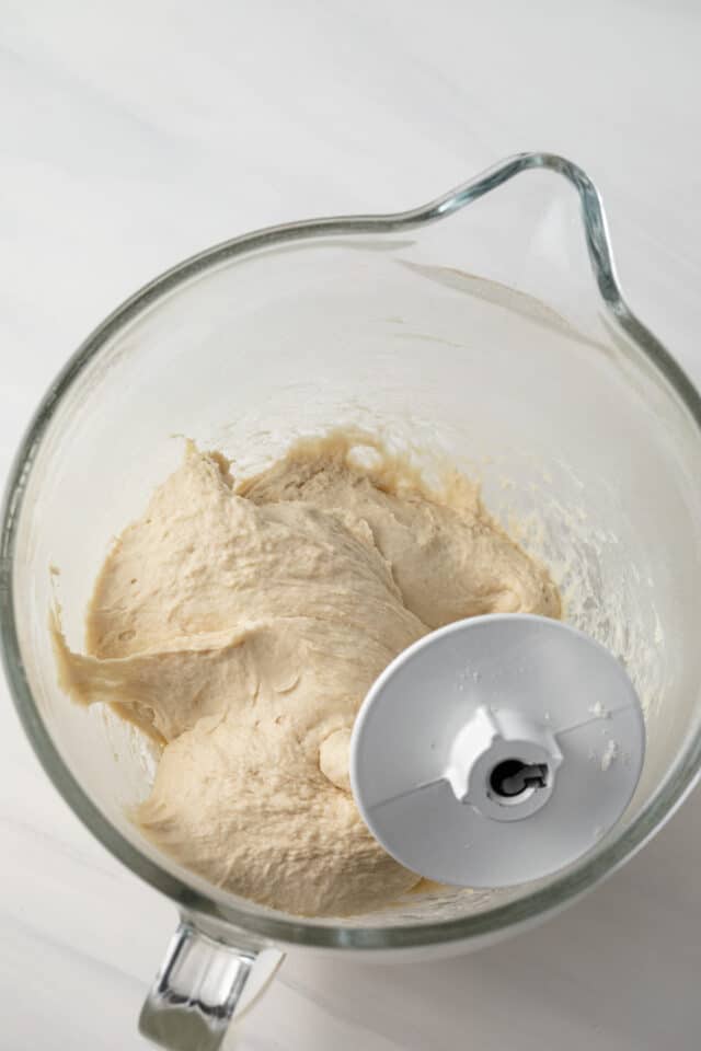 Breadstick dough in glass bowl.