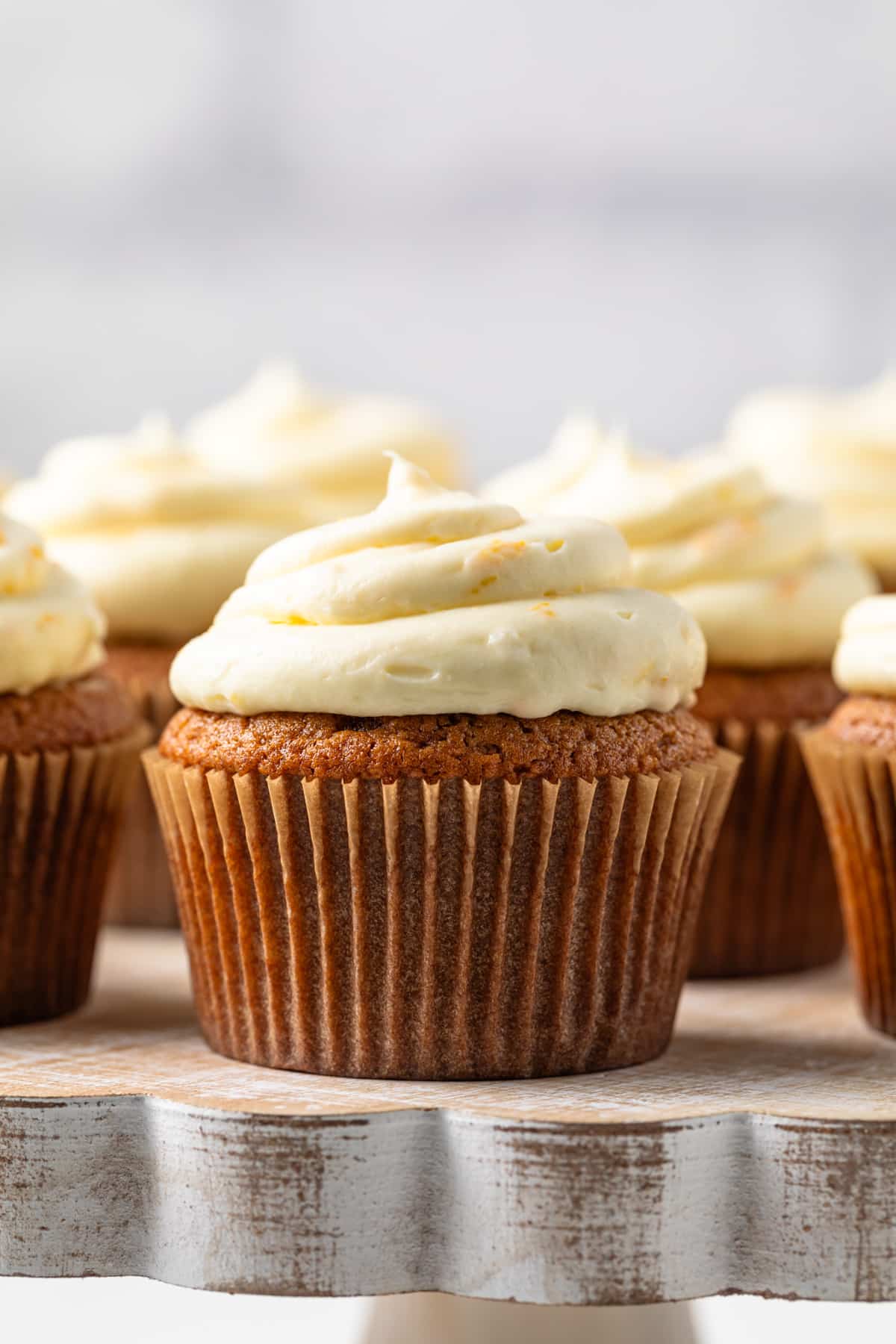Close up of gingerbread cupcakes.