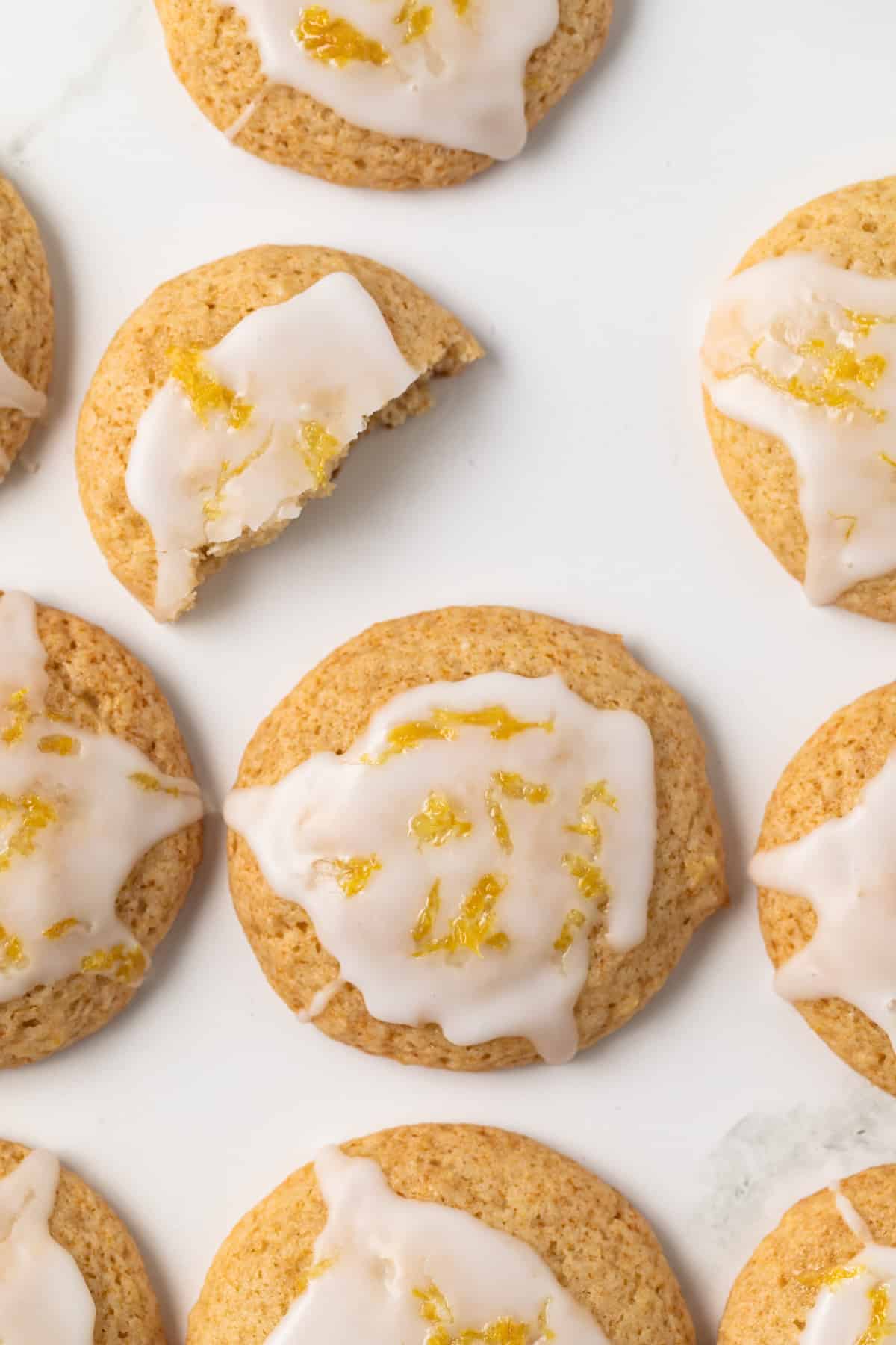 Close up of glazed lemon cookies.