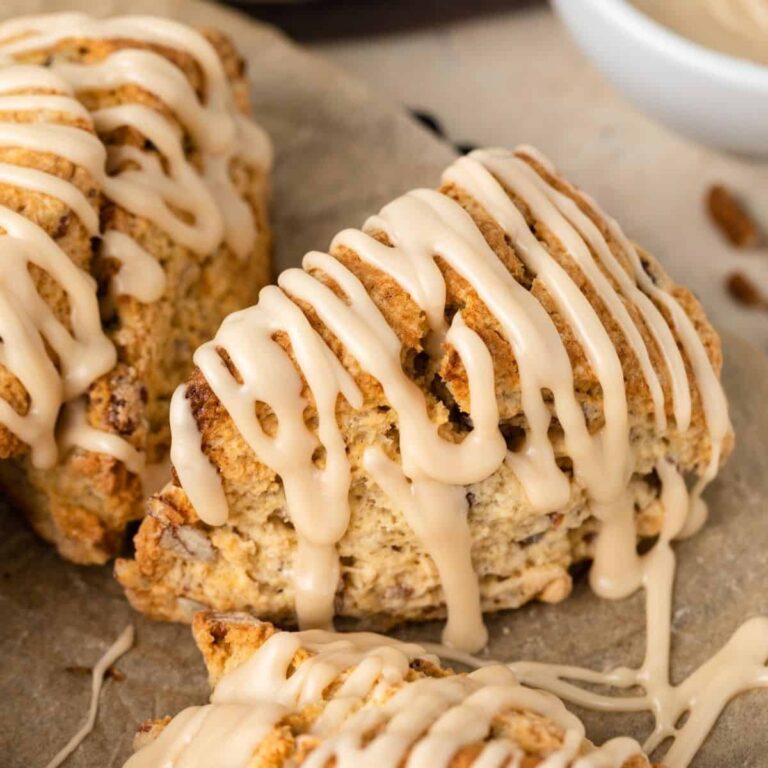 Overhead view of glazed scones