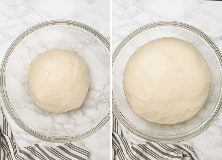 proofing pizza dough process shots