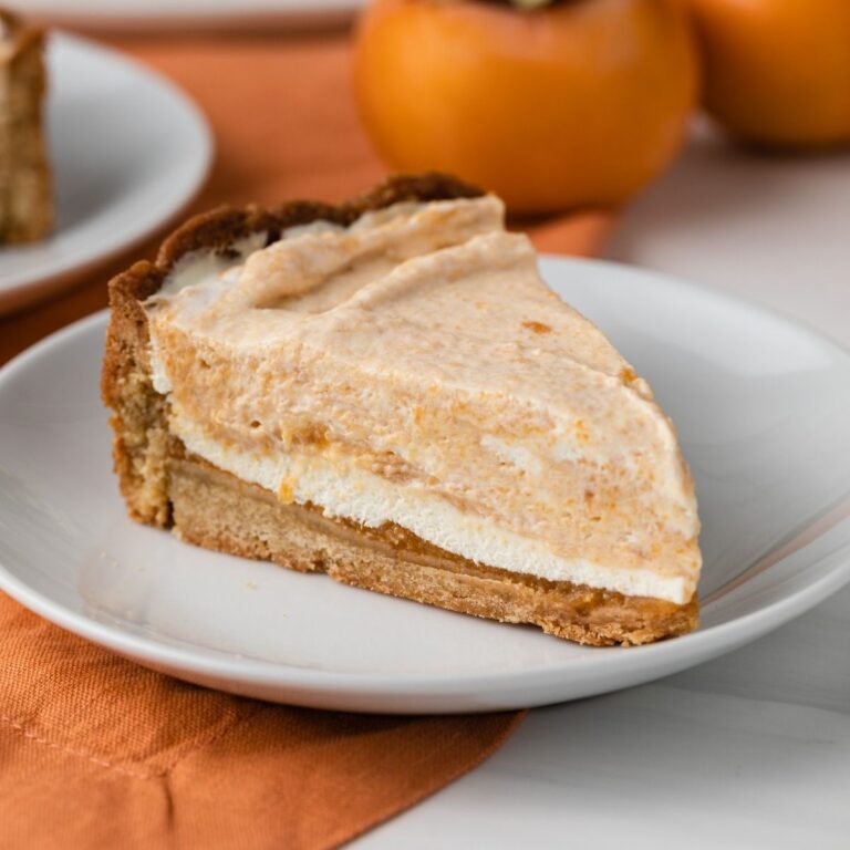 A slice of honey yogurt persimmon tart