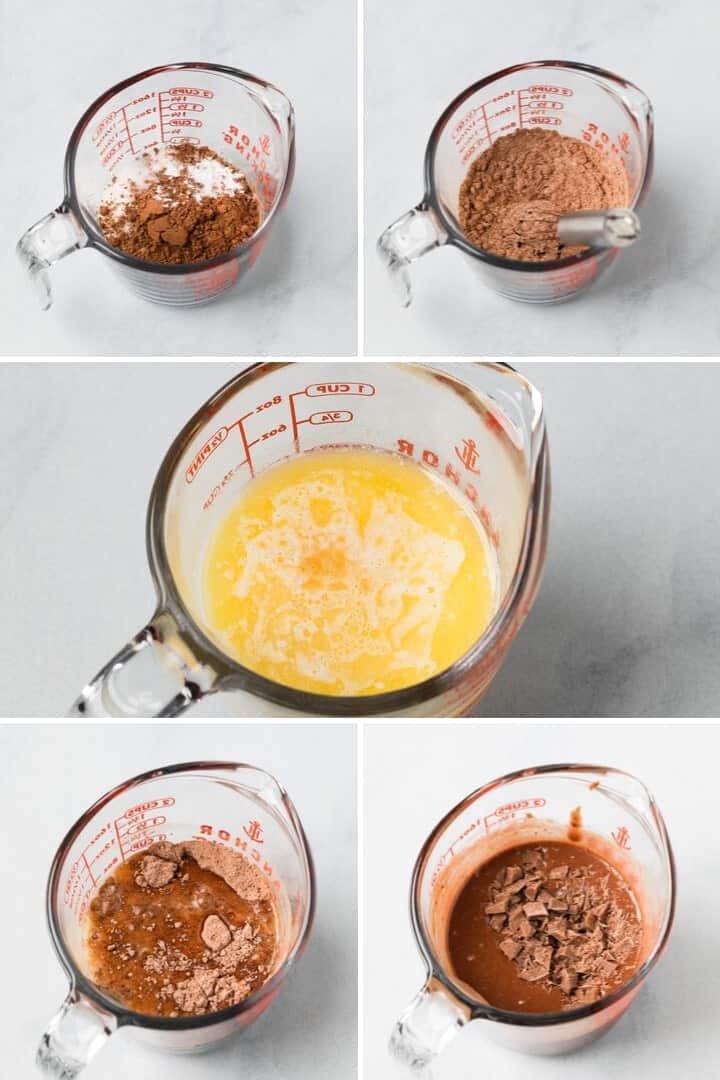 process shots for how to make chocolate mug cake