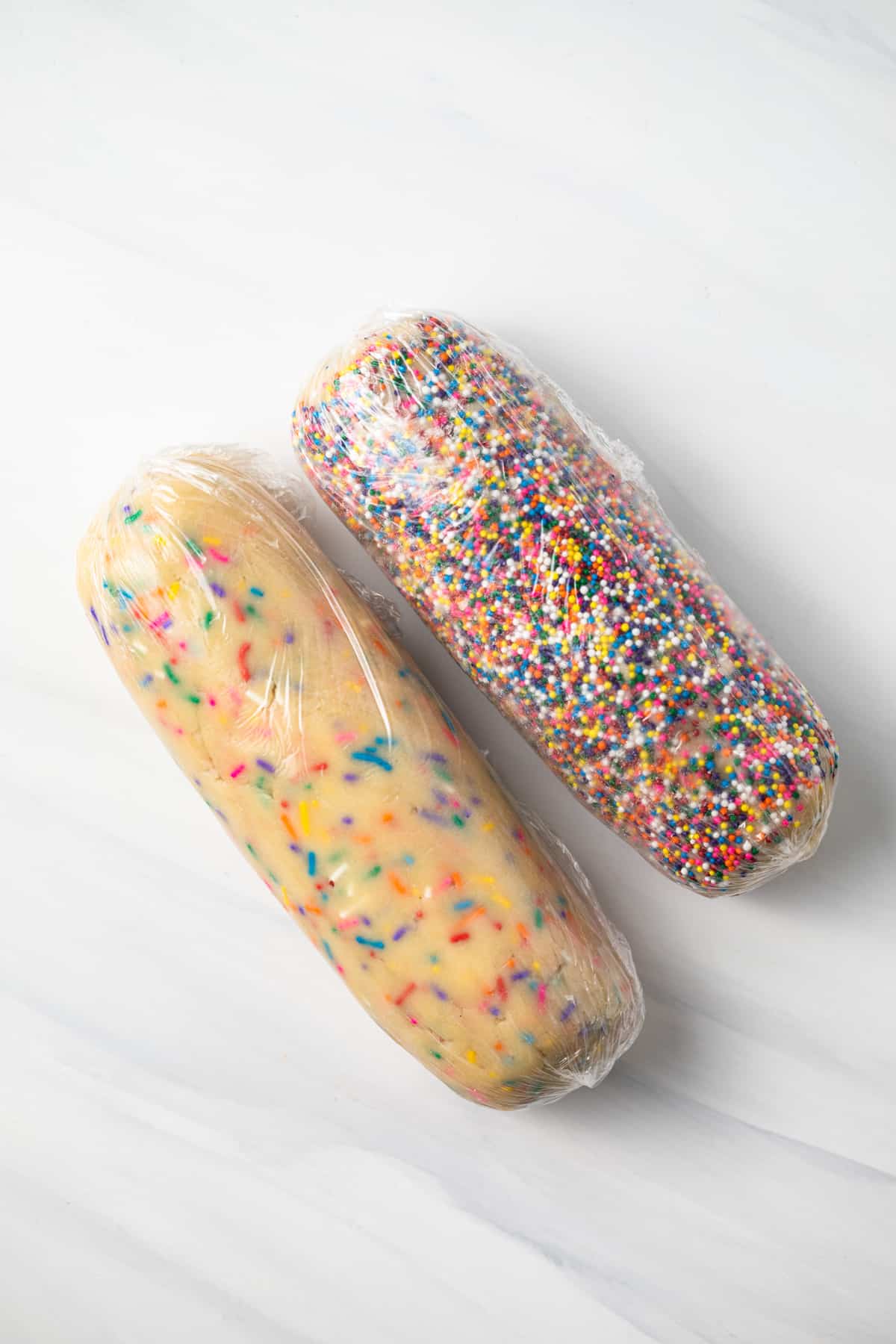 Icebox cookie dough rolled into logs.