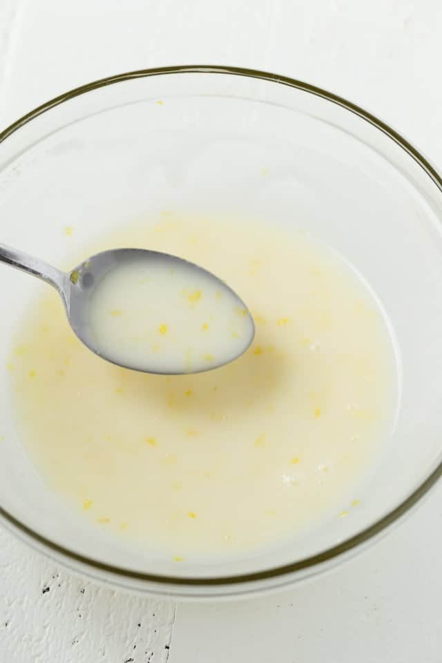Lemon glaze in glass bowl