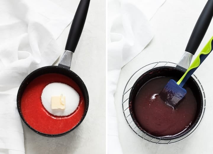 process shots for making strawberry jam