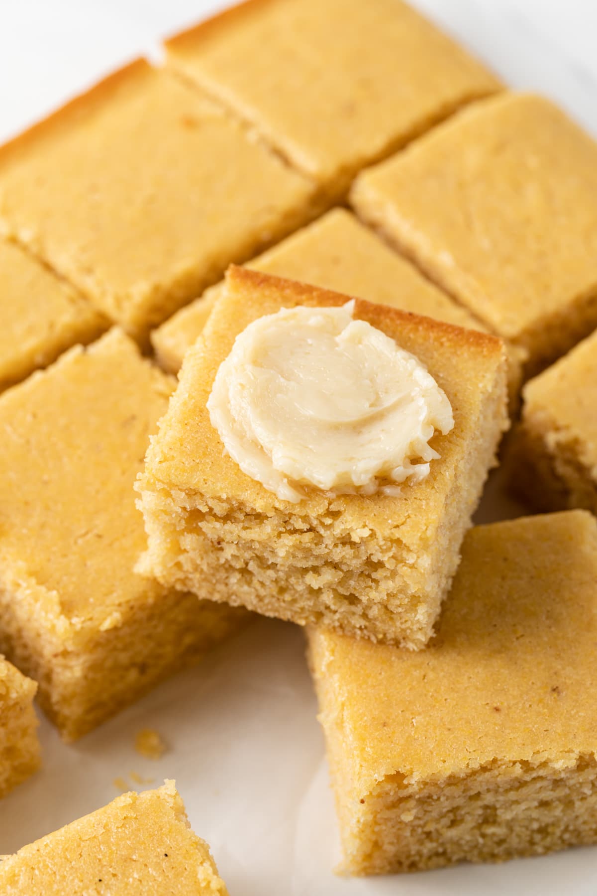 maple brown butter cornbread topped with maple butter