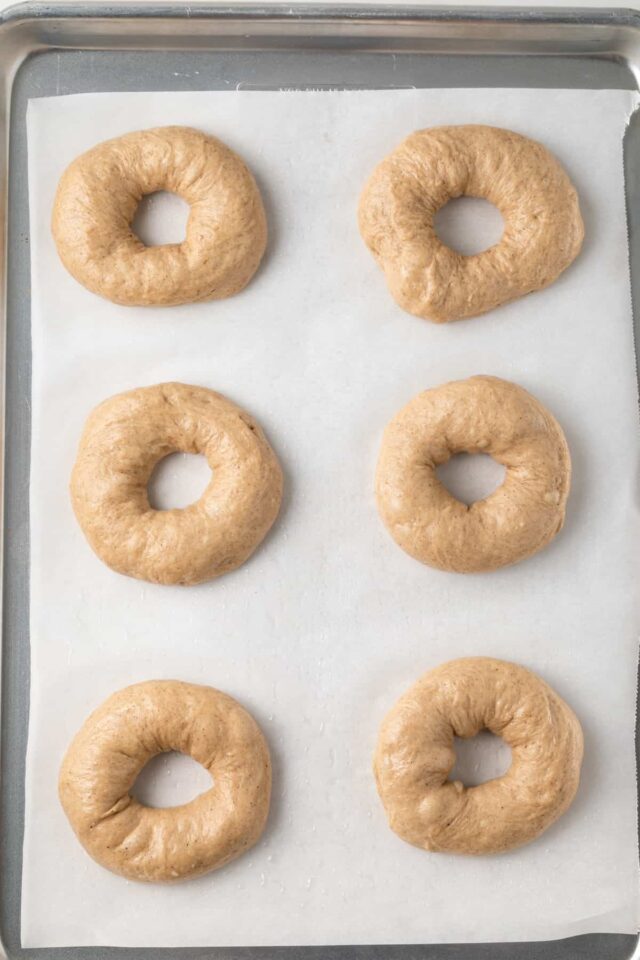Maple Cinnamon Bagels dough after being formed