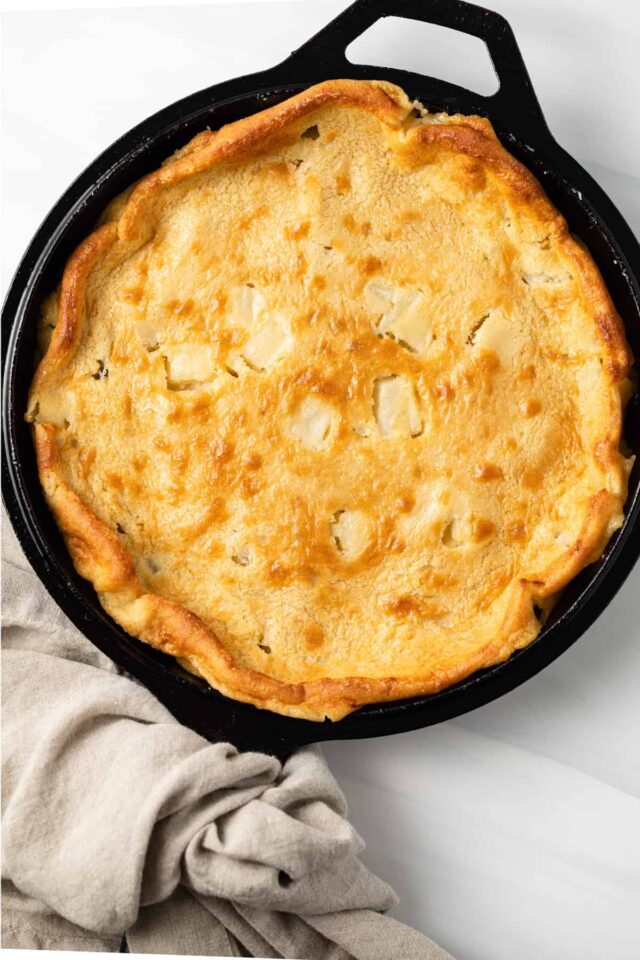 Freshly baked maple pear clafoutis