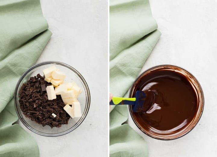 melted chocolate for chocolate mousse process shots