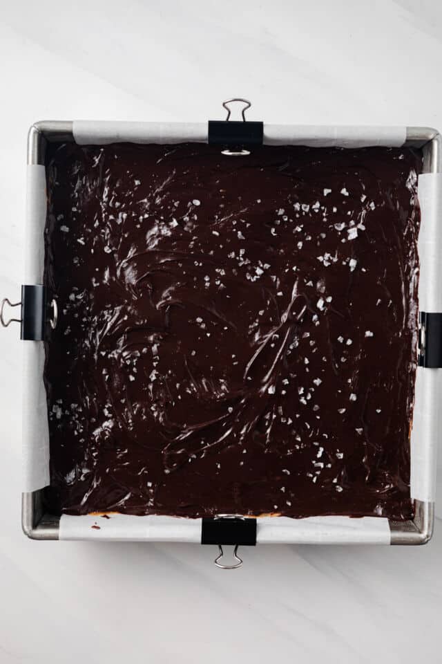 Chocolate and sea salt over caramel.