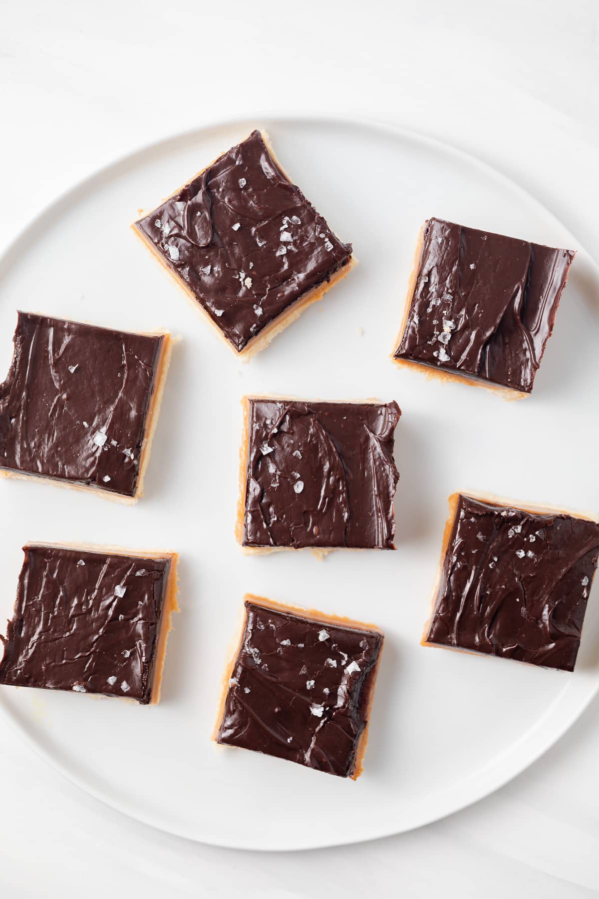 Overhead of millionaire's shortbread.