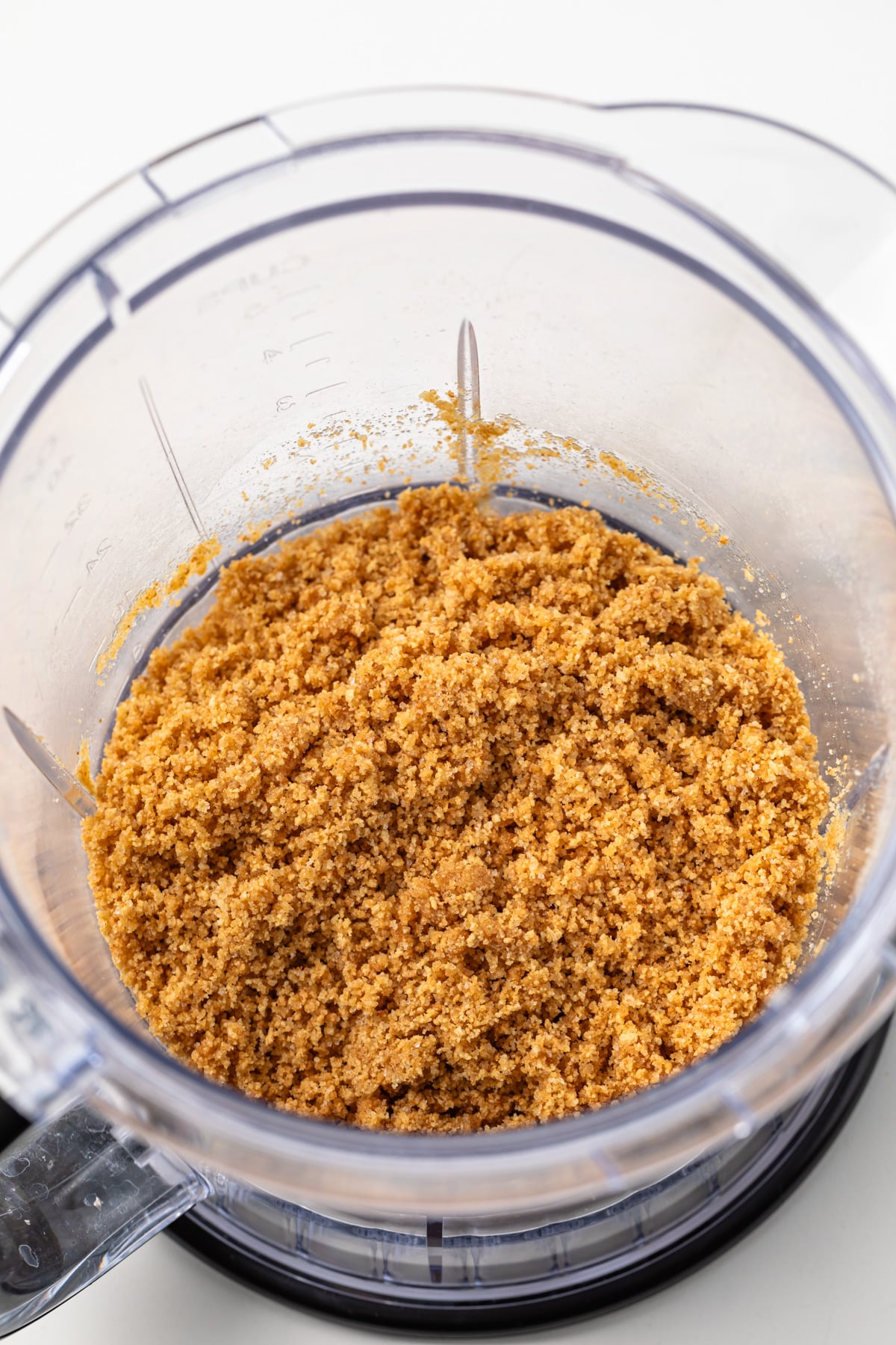 Graham cracker crumbs in a blender.