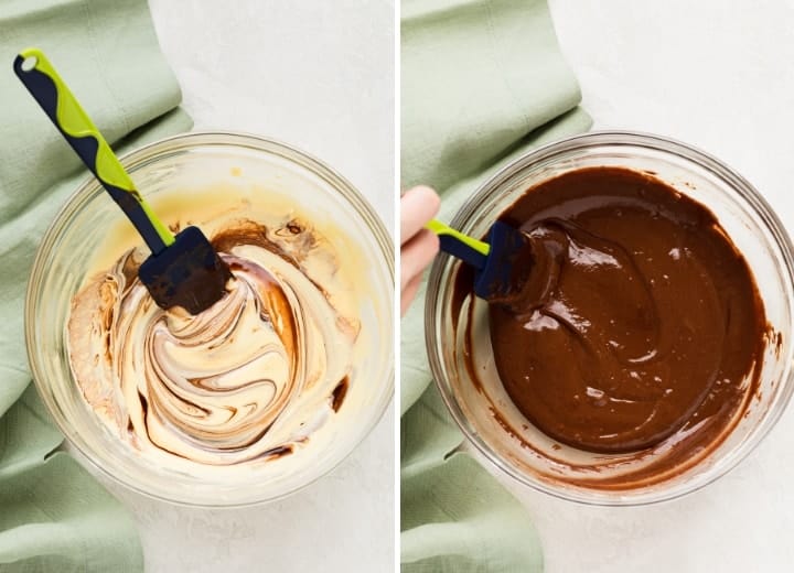 mixed egg yolks and chocolate process shots