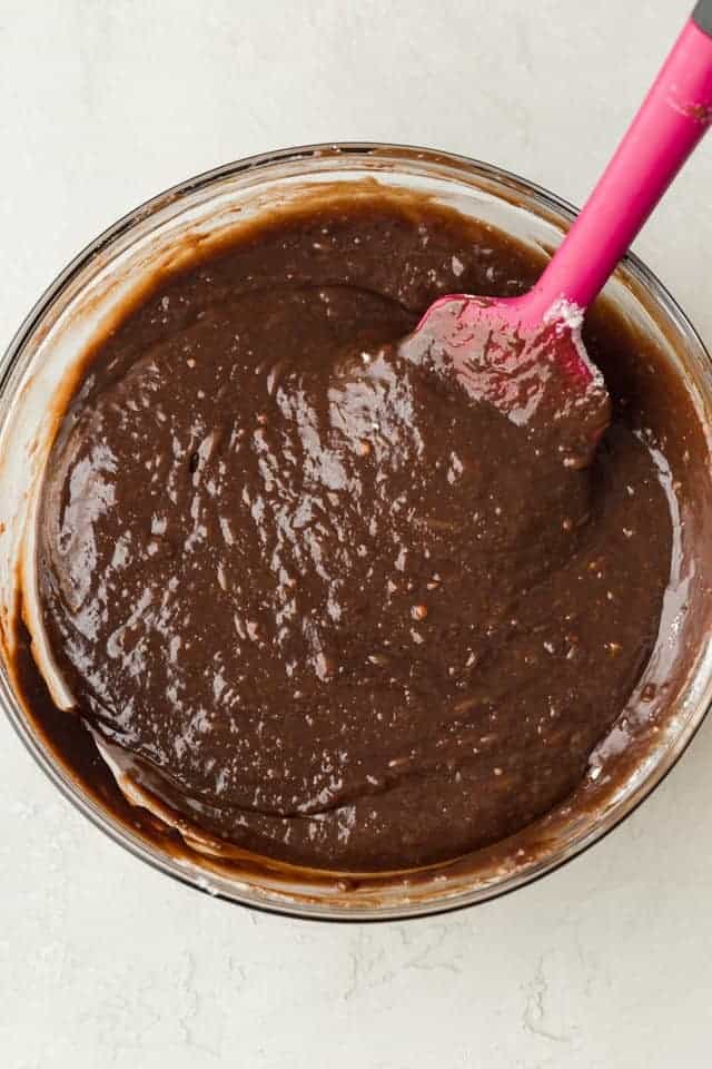 nutella brownie batter in bowl
