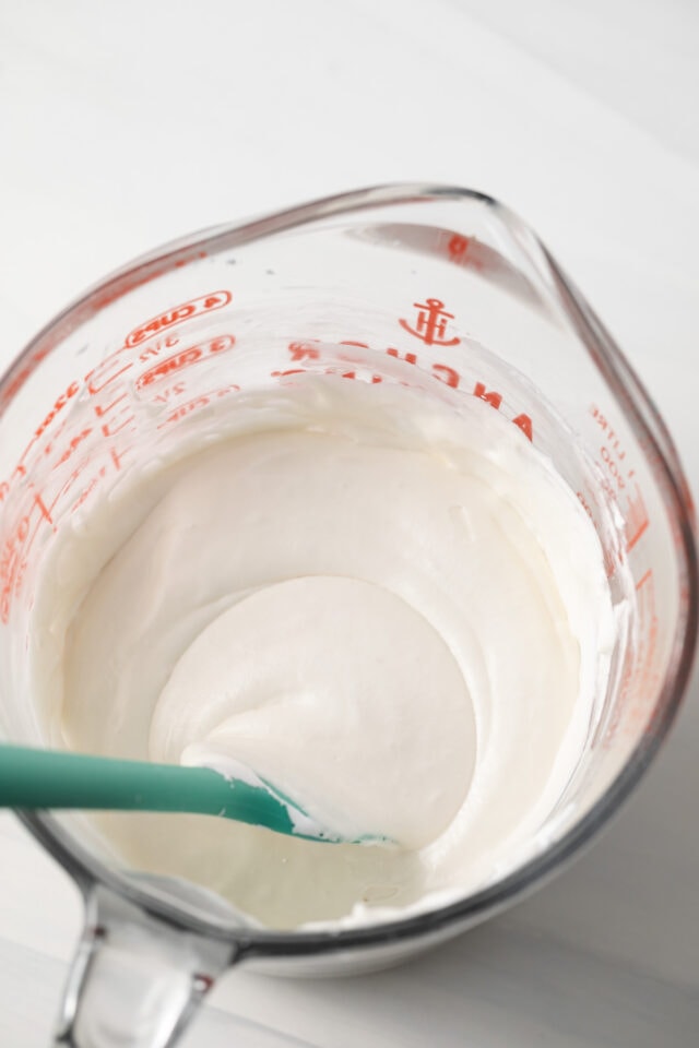 Creme filling in a glass bowl